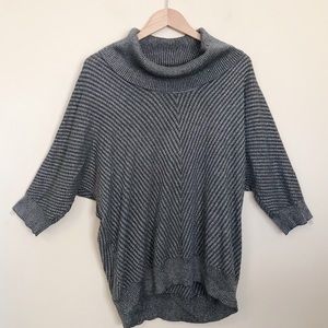 Alyx Silver Gray Metallic Sparkly Knit Dolman Slouchy Cowl Neck Sweater Plus 2X